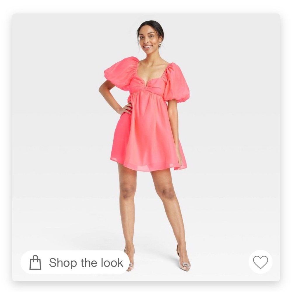 Women's Balloon Baby Doll Dress - A New Day - Pink